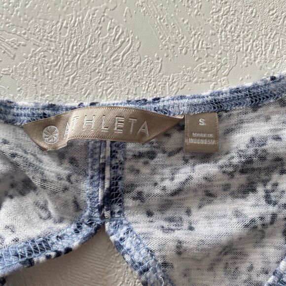 Athleta Blue White Speckle Print Racerback Tank Top | Size Small - Picture 3 of 5